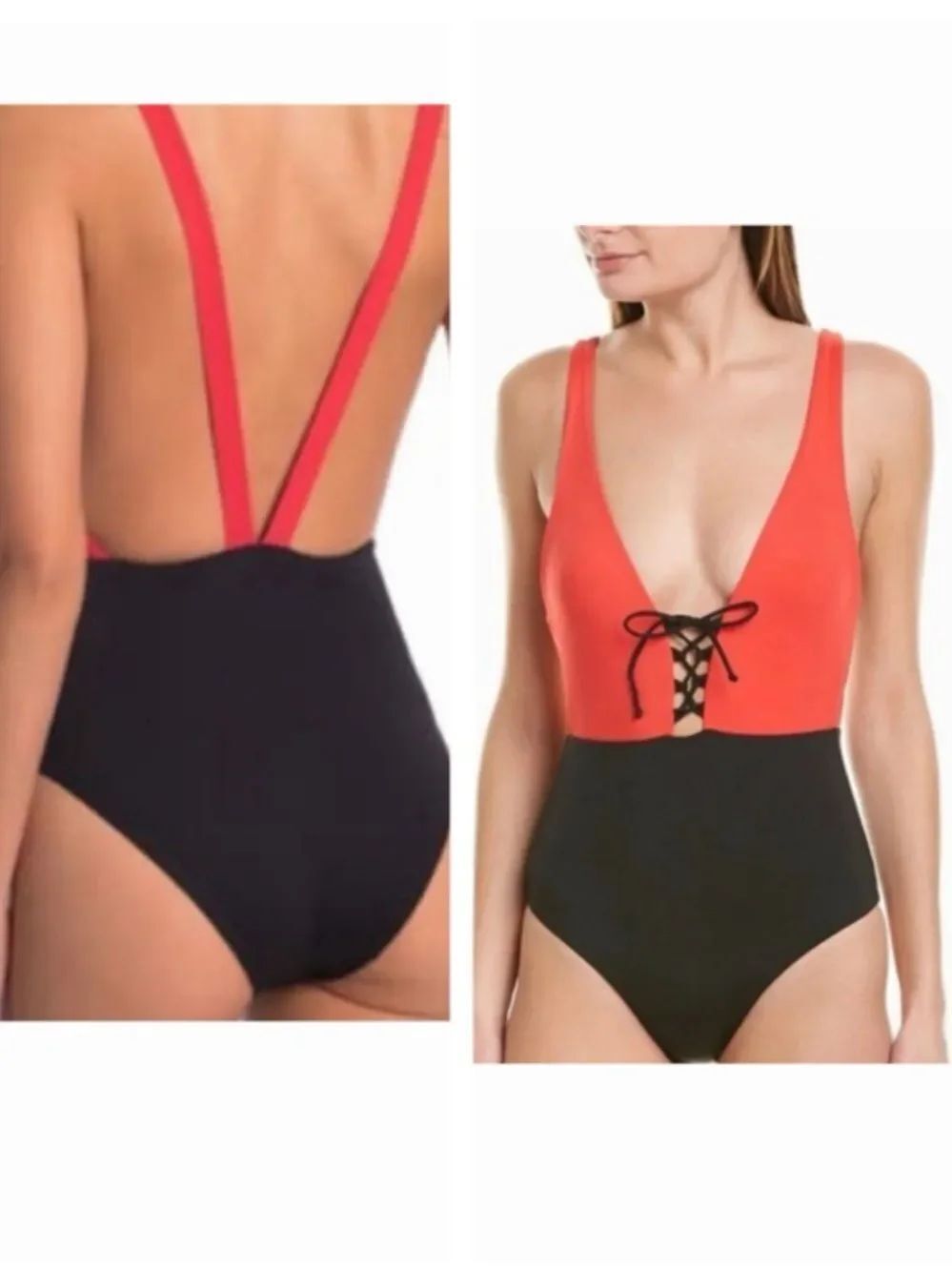 Onia Brand Iona Color-block One Piece Swimsuit In Santa Fe Red $160